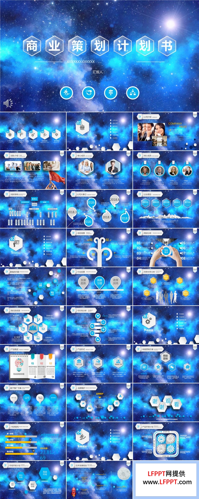 璀璨星空大气风格商业规划计划书PPT模板