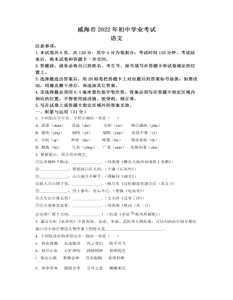 2022年山东省威海市中考语文真题(原卷版)