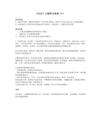 《安全》主题班会教案(2)