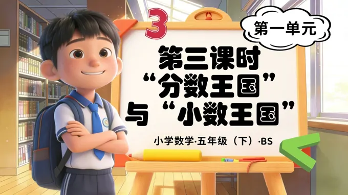 第一單元 第3課時(shí) “分?jǐn)?shù)王國”與“小數(shù)王國”五年級(jí)數(shù)學(xué)下冊(cè)北師大ppt課件（教案+分層作業(yè)+學(xué)習(xí)任務(wù)單）