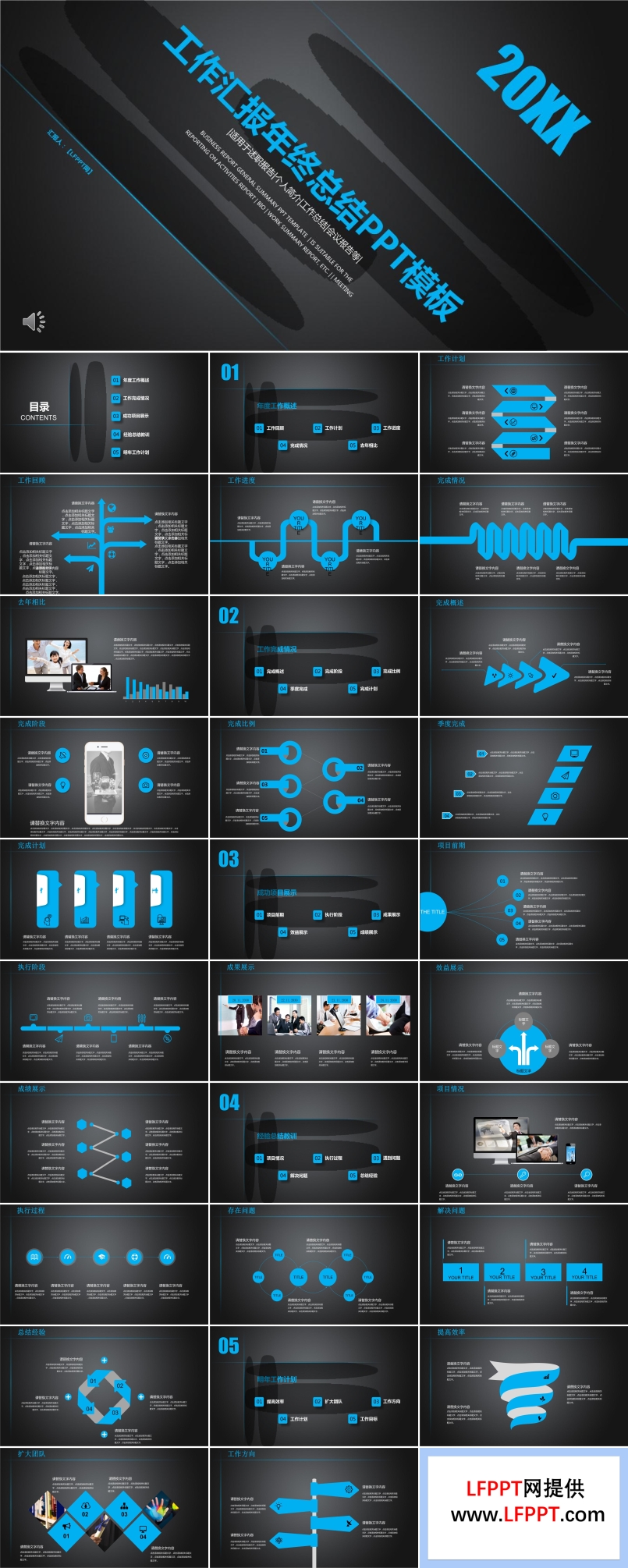 极简创意年终工作总结汇报PPT模板