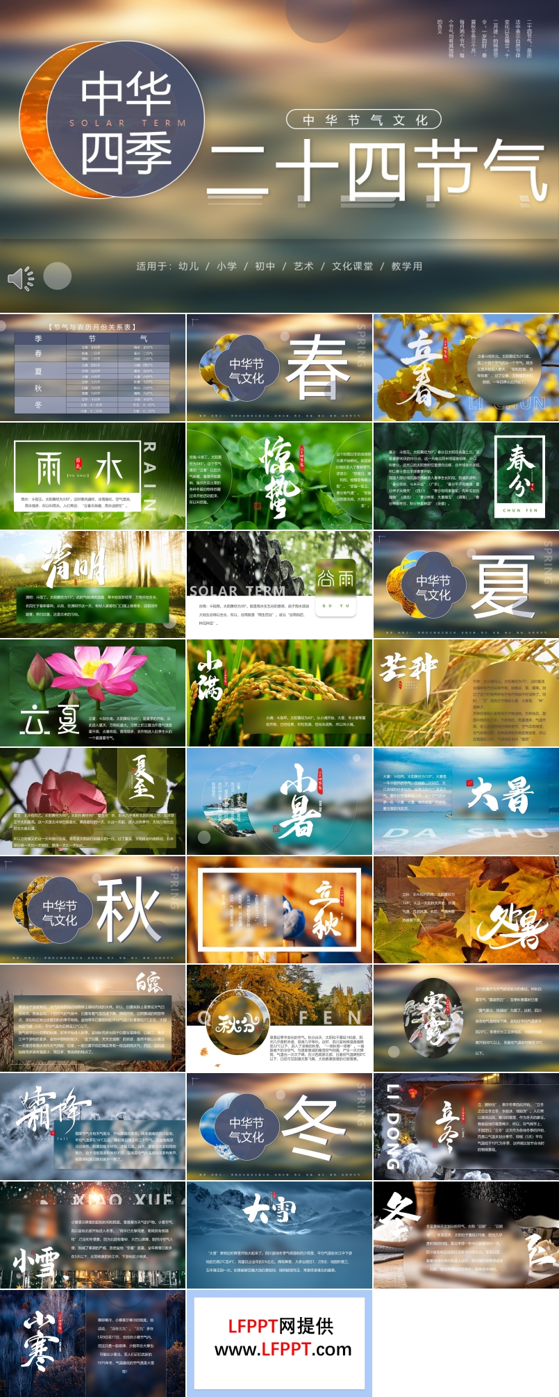中华传统二十四节气介绍PPT课件模板
