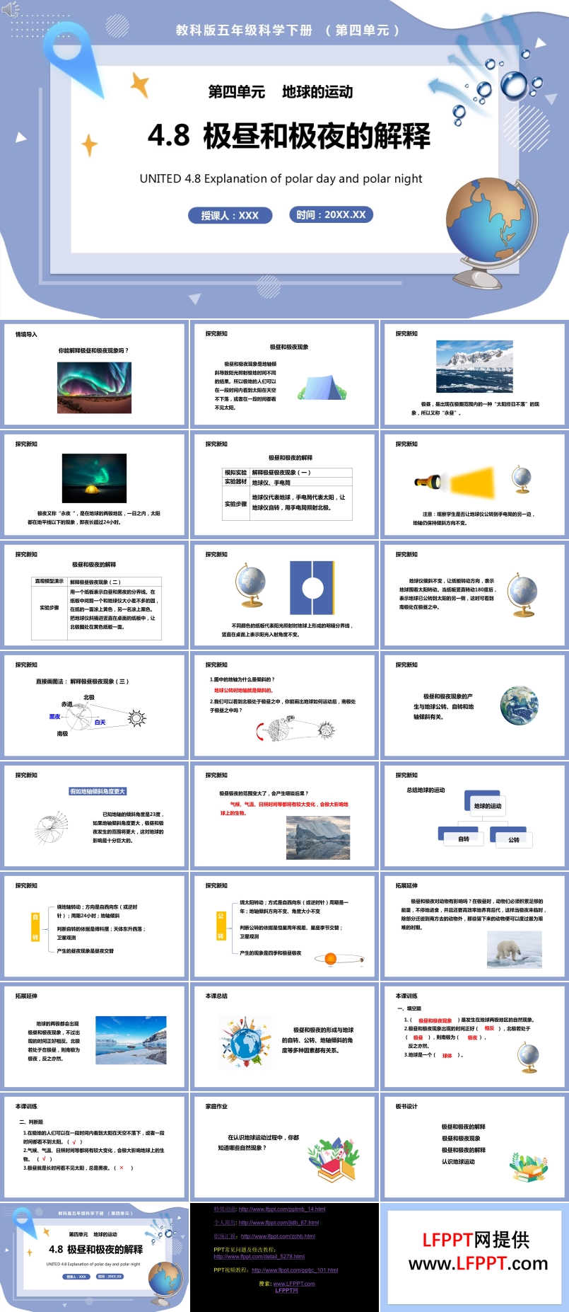 教科版五年级科学下册极昼和极夜的解释课件PPT模板