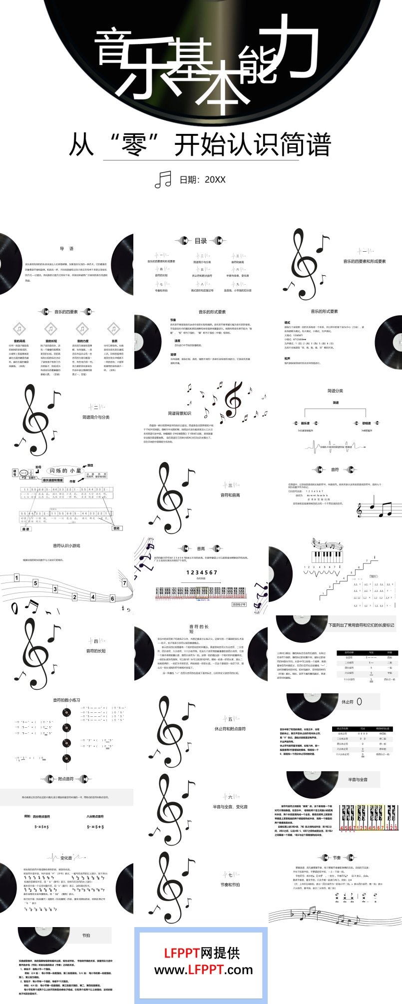 音乐基础能力音符基础课件PPT模板