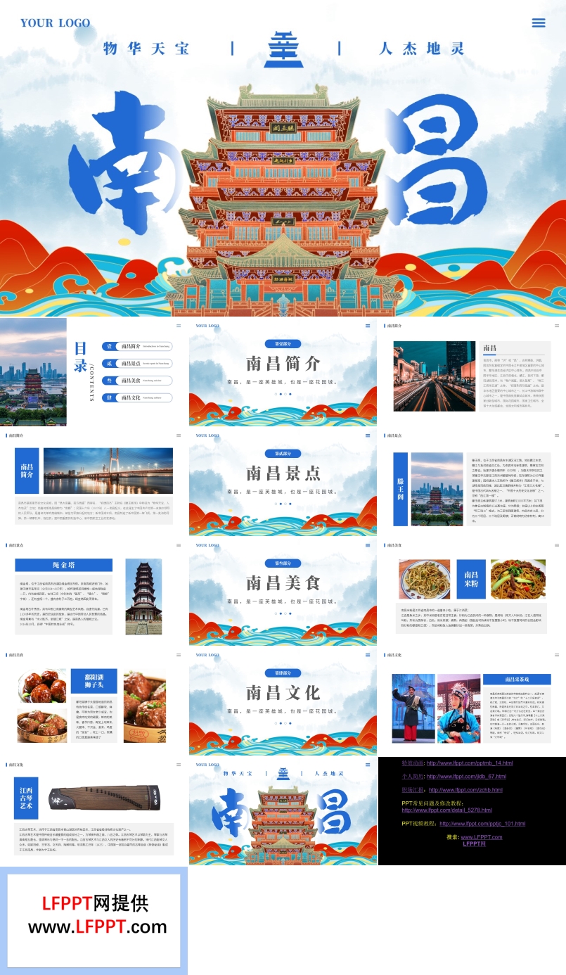 江西南昌城市介绍旅游旅行宣传推广攻略介绍PPT模板