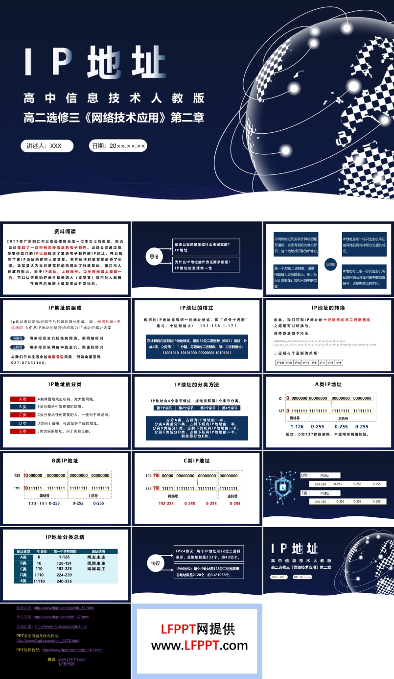 高中信息技術(shù)人教版IP地址PPT課件模板