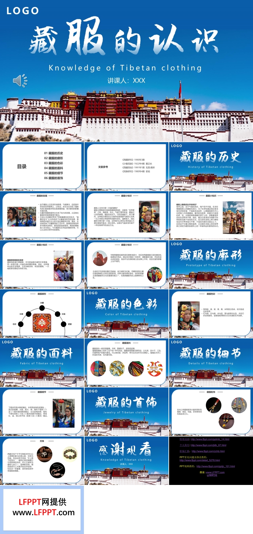 藏族服饰文化介绍PPT动态模板