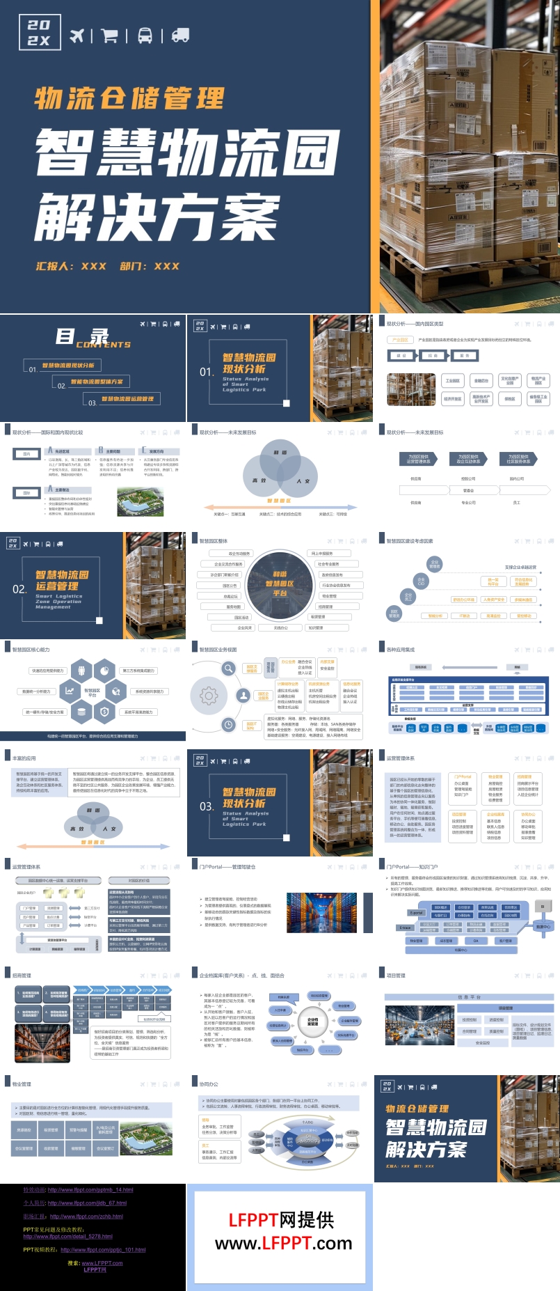 智慧物流園解決方案PPT動態(tài)模板