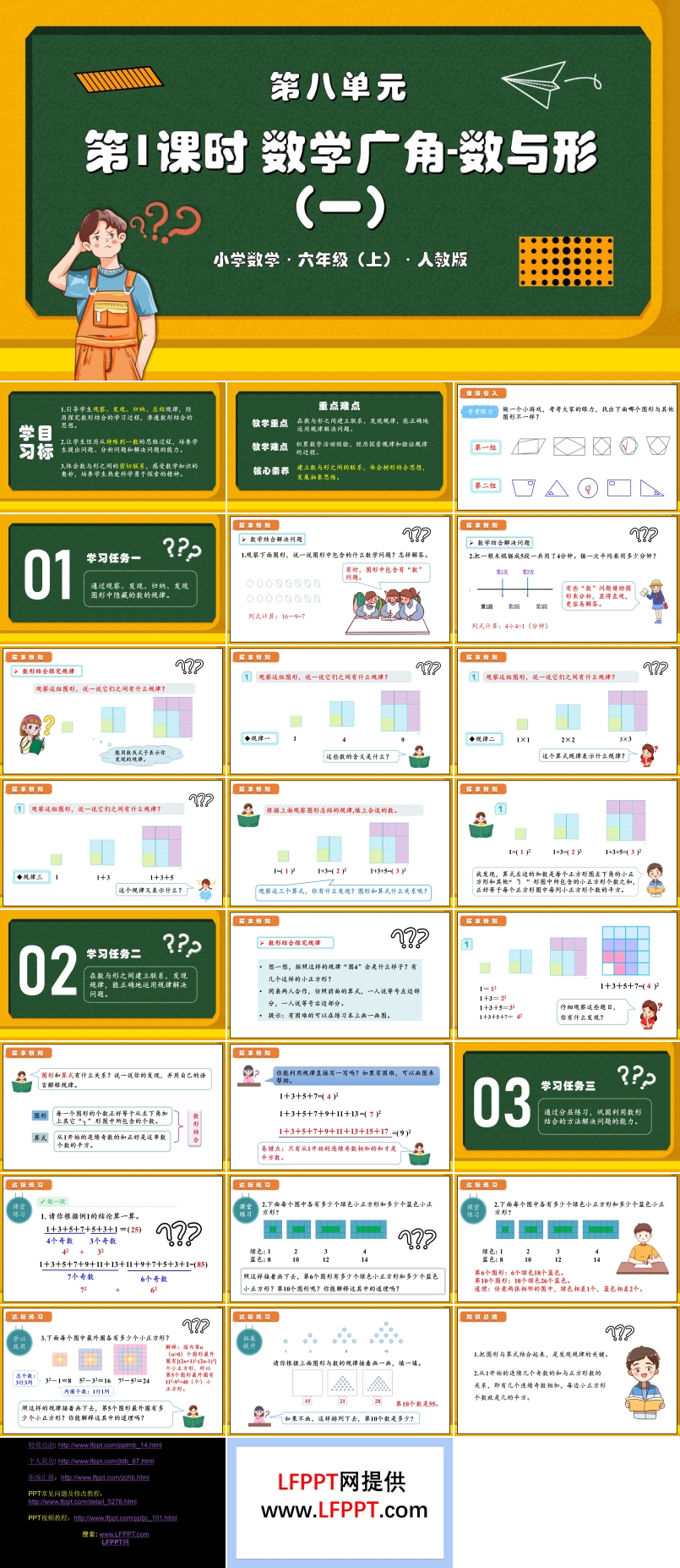 第八單元第01課時數(shù)學廣角數(shù)與形（一）人教版六年級數(shù)學上冊PPT課件含教案