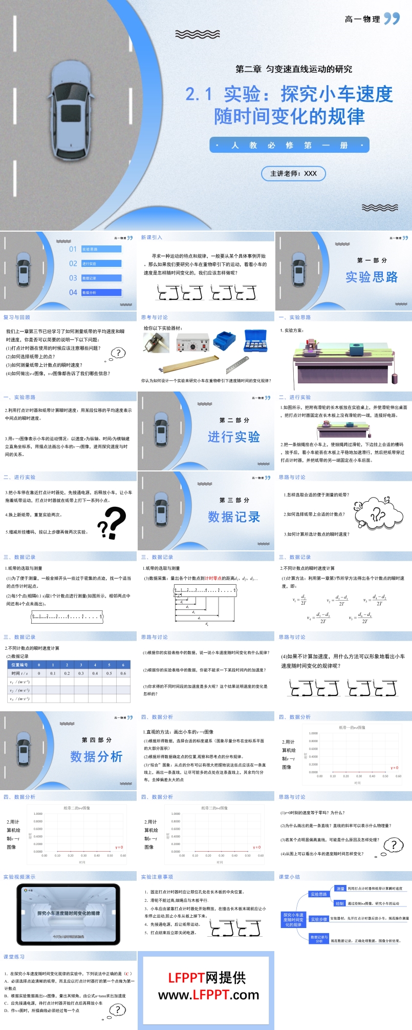 2.1實(shí)驗(yàn)：探究小車速度隨時間變化的規(guī)律高一物理人教選擇性必修第一冊PPT課件含教案