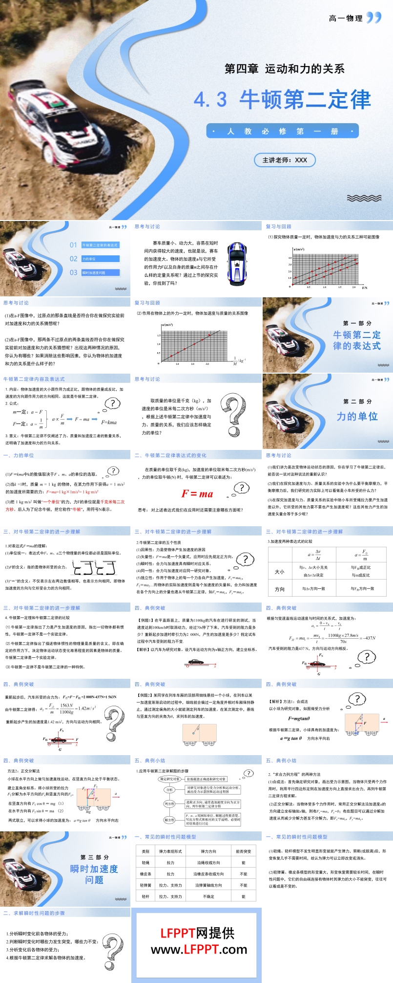 4.3牛頓第二定律高一物理人教選擇性必修第一冊PPT課件含教案