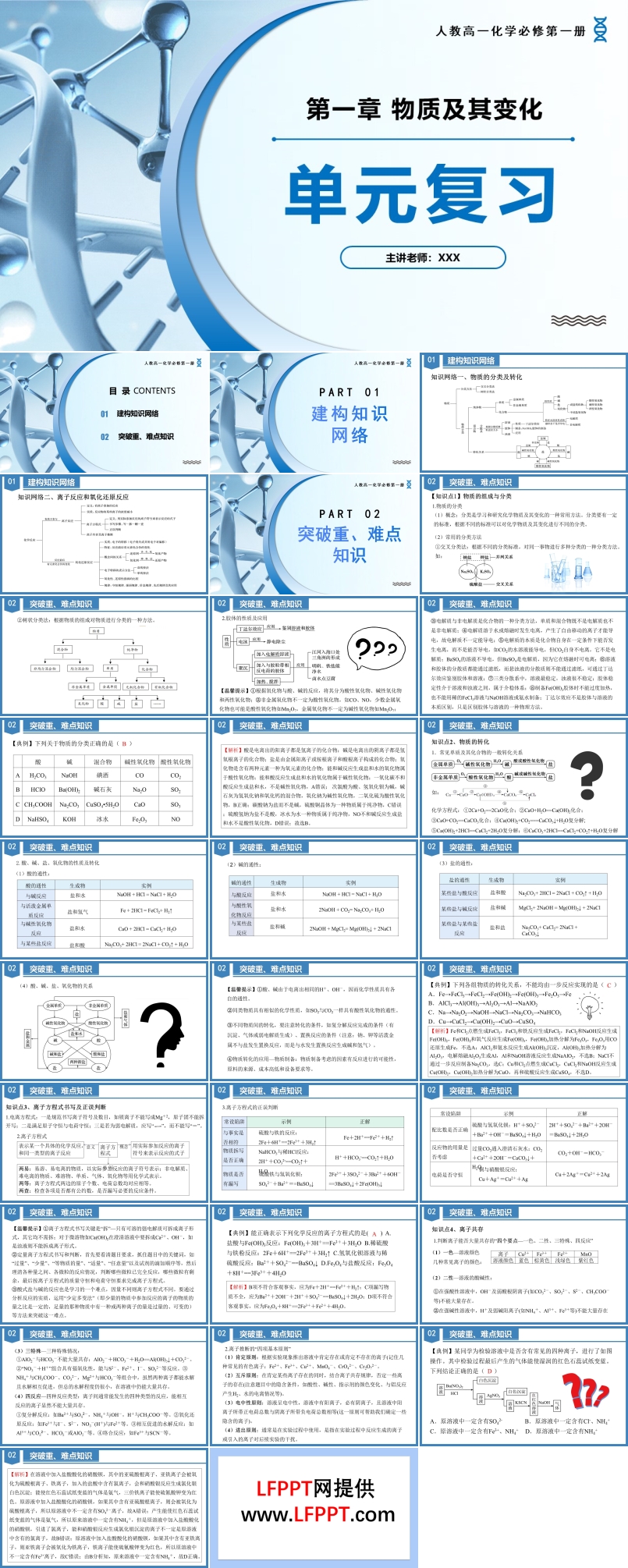 第一章物質及其變化（單元復習課件）高一化學人教必修第一冊PPT課件含教案
