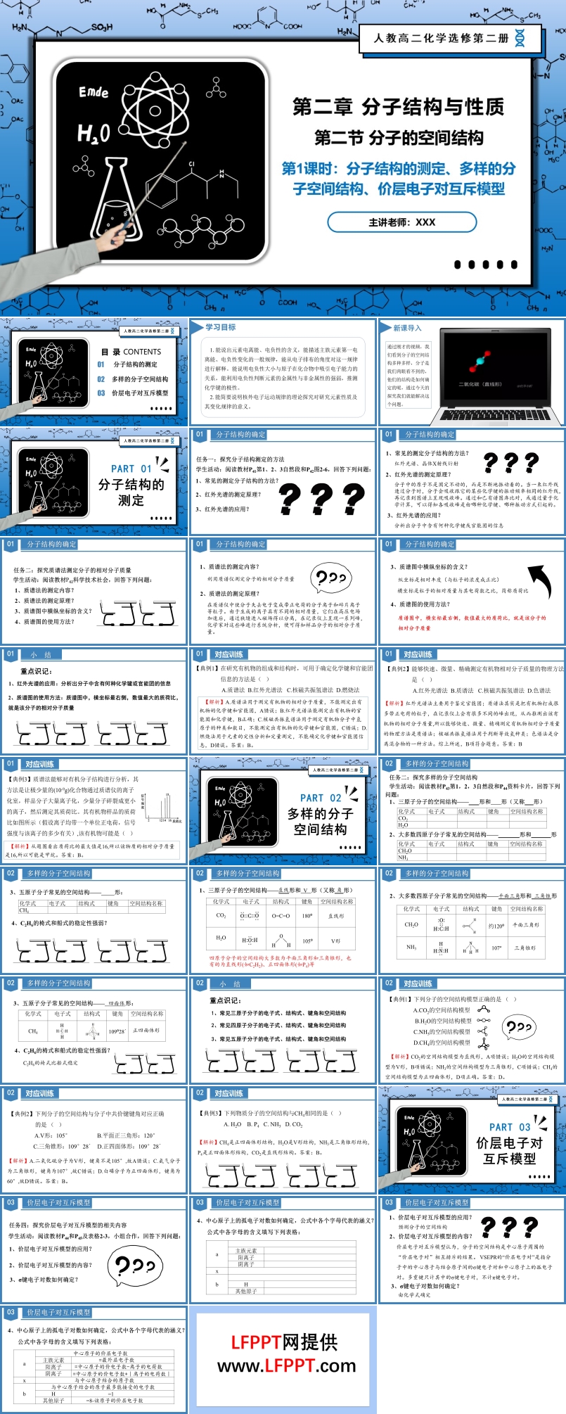 2.2.1分子結(jié)構(gòu)的測定、多樣的分子空間結(jié)構(gòu)、價層電子對互斥模型高二化學(xué)人教選修第二冊PPT課件