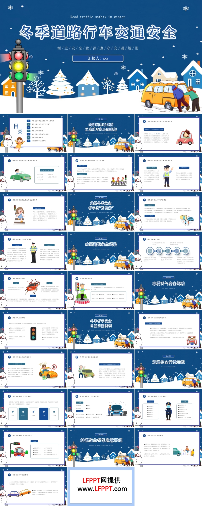 冬季道路行車交通安全教育宣傳ppt