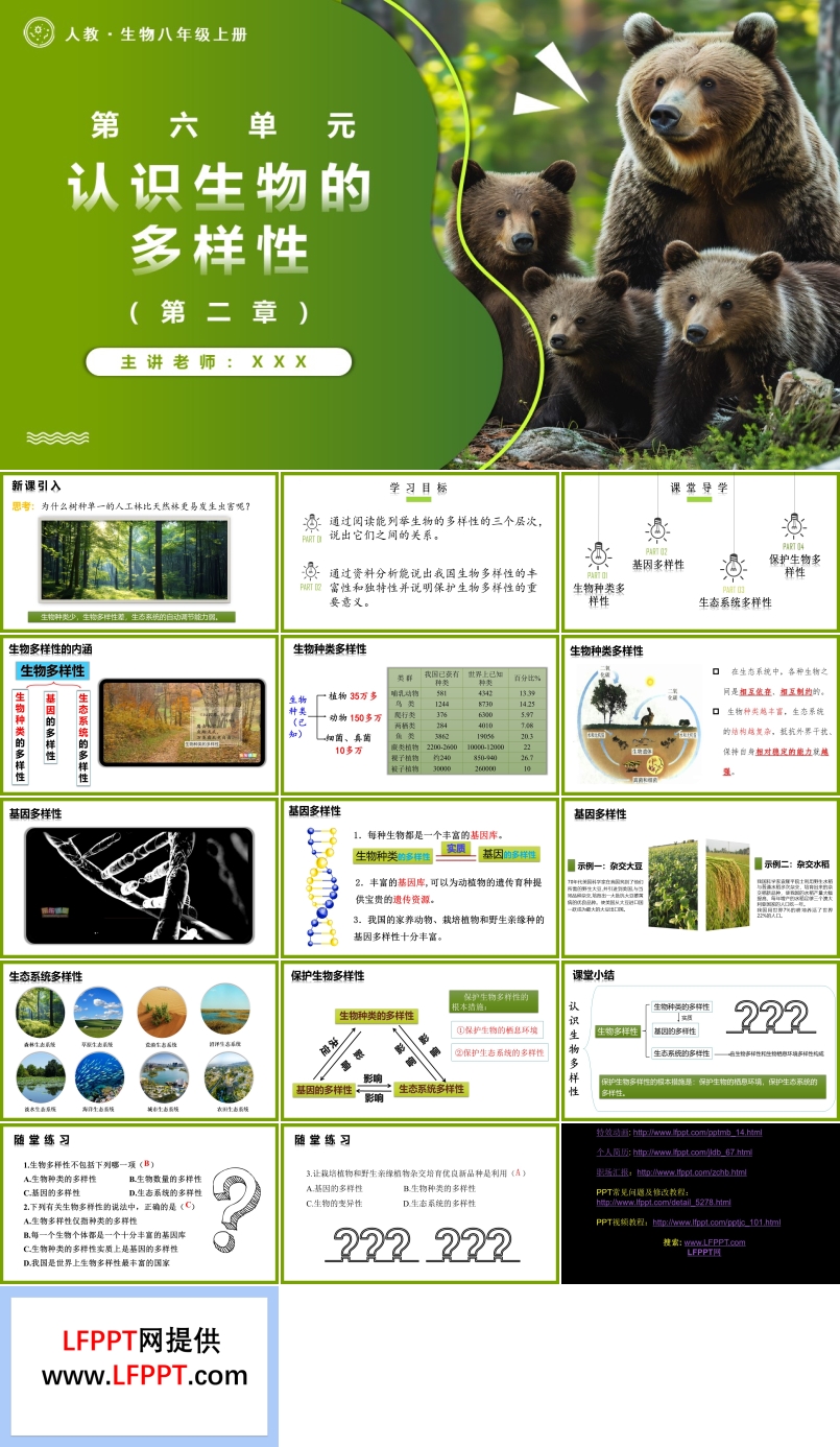 6.2認(rèn)識(shí)生物的多樣性人教八年級(jí)生物上冊(cè)PPT課件含教案