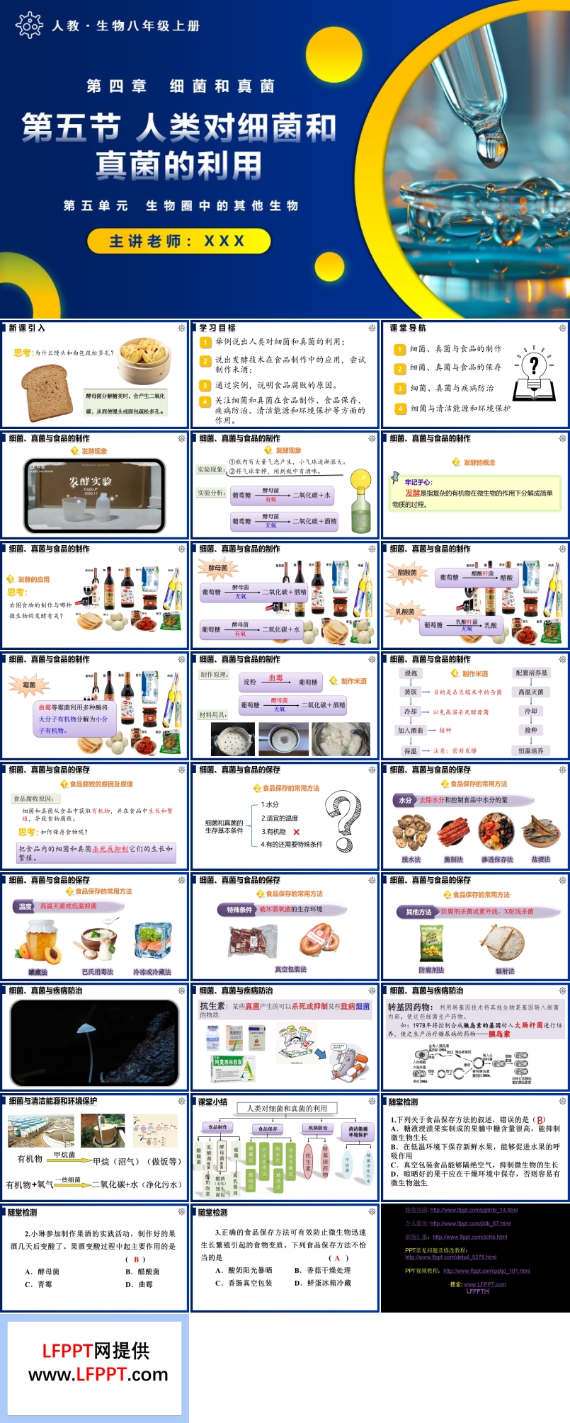 5.4.5人類(lèi)對(duì)細(xì)菌和真菌的利用人教八年級(jí)生物上冊(cè)PPT課件含教案