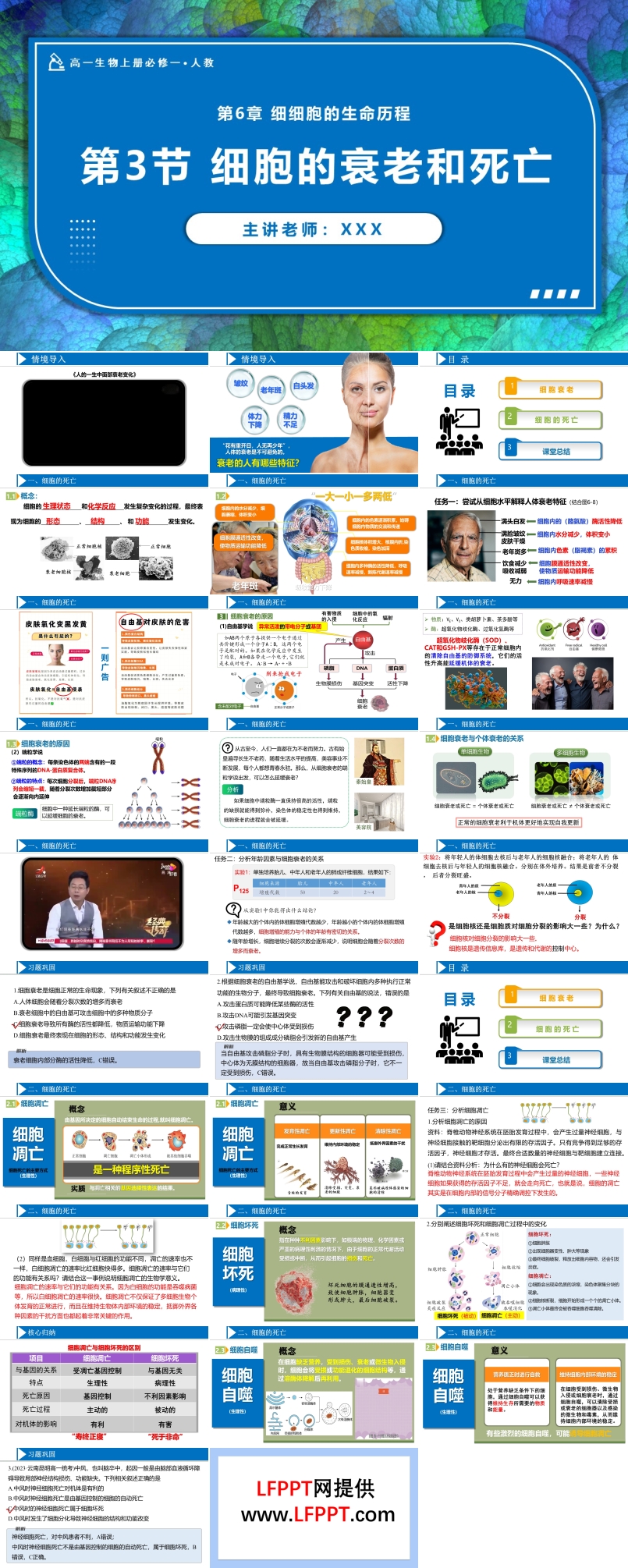 6.3細(xì)胞的衰老和死亡高一人教生物上冊(cè)必修一PPT課件含教案