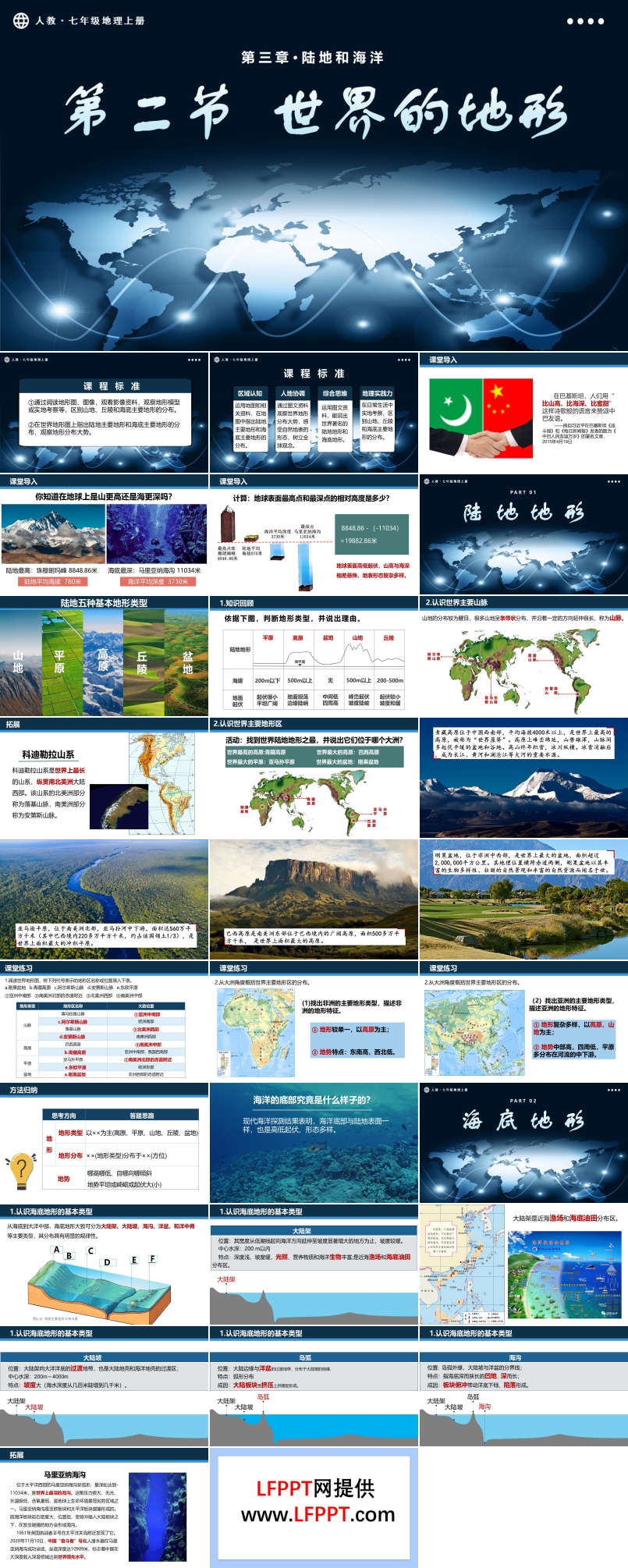 3.2世界的地形人教七年級地理上冊PPT課件含教案