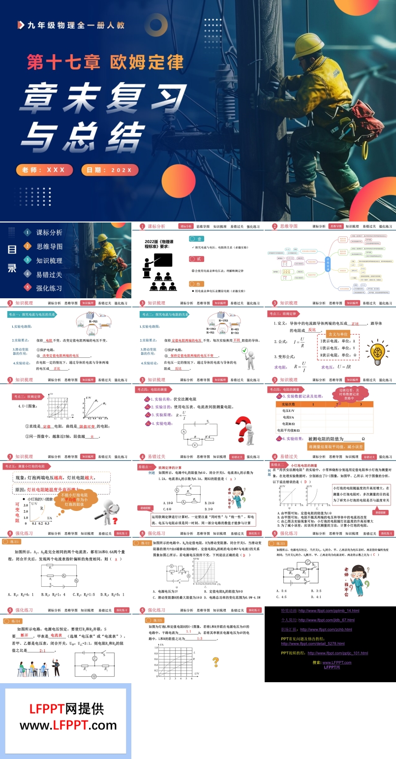 第十七章歐姆定律單元復(fù)習(xí)課件人教九年級(jí)物理全一冊(cè)PPT課件含教案