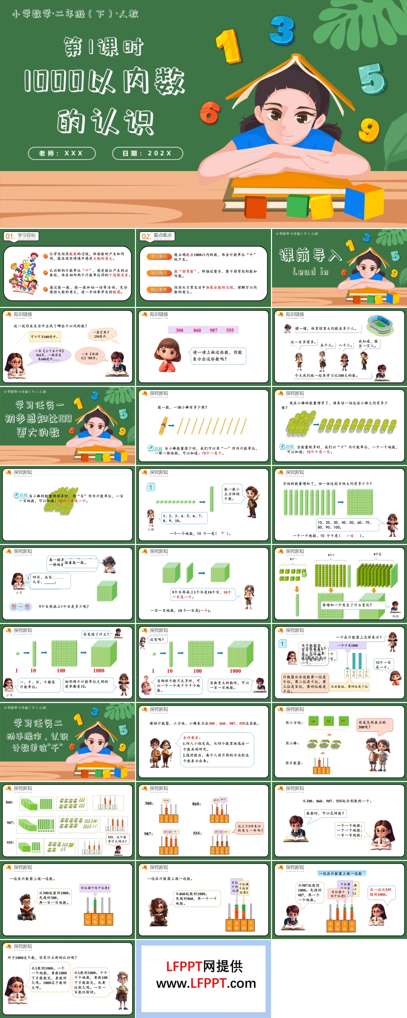 第七單元第01課時(shí)1000以內(nèi)數(shù)的認(rèn)識(shí)二年級(jí)數(shù)學(xué)下冊(cè)人教PPT課件含教案