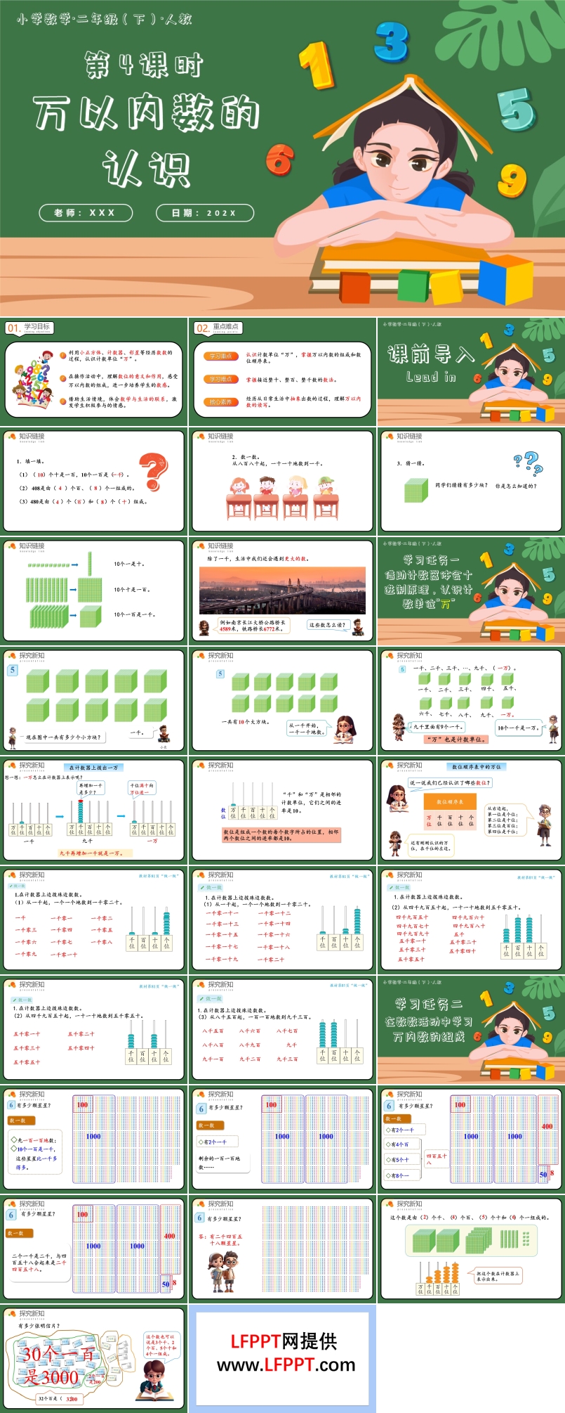 第七單元第04課時萬以內(nèi)數(shù)的認(rèn)識二年級數(shù)學(xué)下冊人教PPT課件含教案