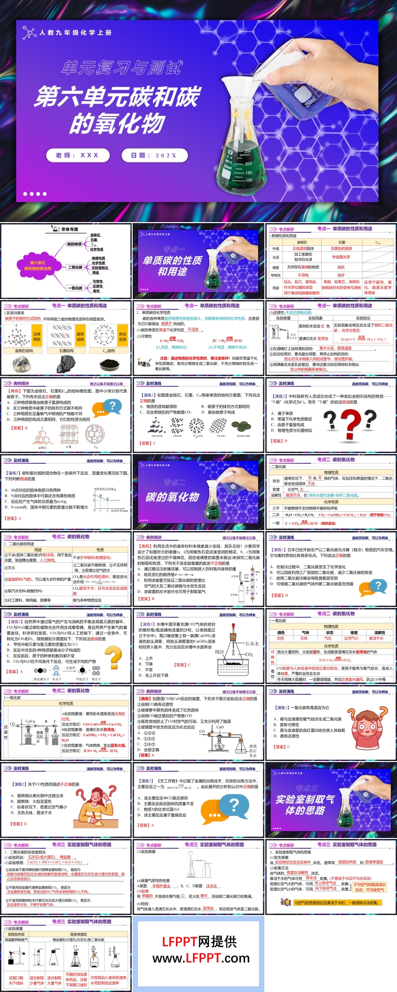 第六單元碳和碳的氧化物單元復(fù)習(xí)人教九年級化學(xué)上冊PPT課件含教案