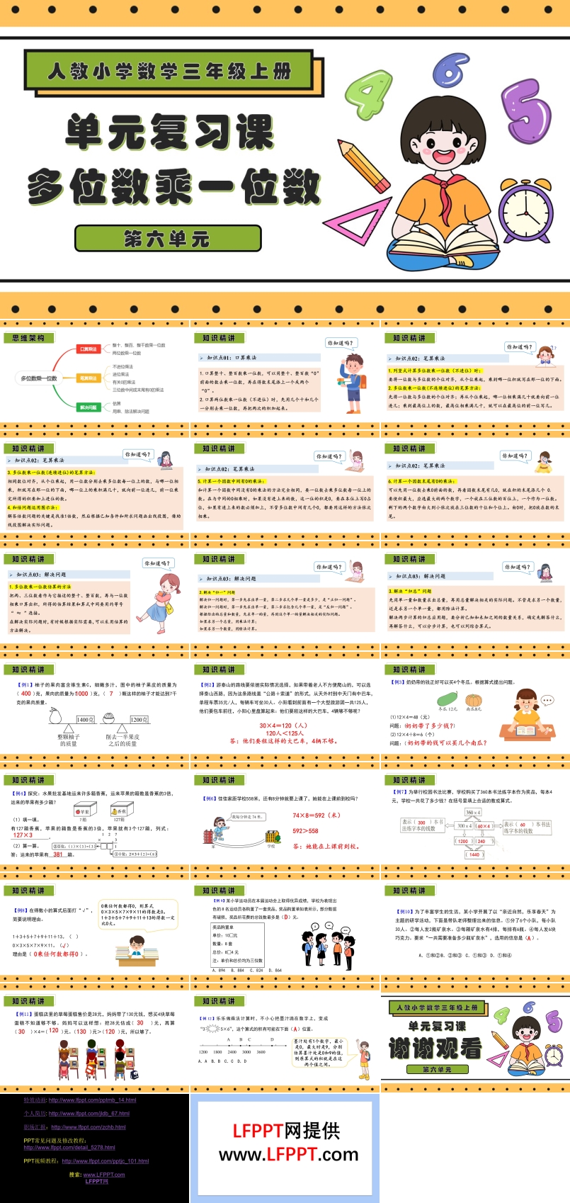 第六單元多位數(shù)乘一位數(shù)三年級數(shù)學上冊期末復習講練測人教PPT課件含教案