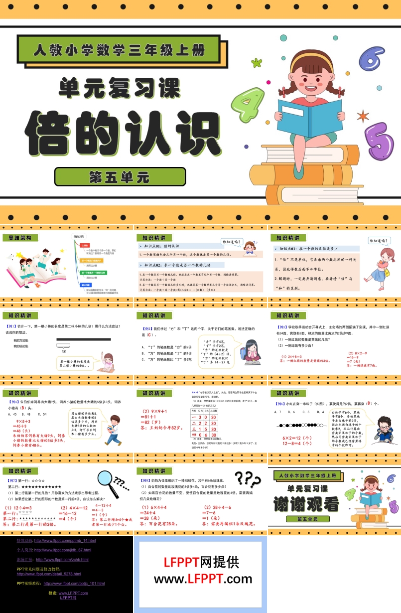 第五單元倍的認(rèn)識三年級數(shù)學(xué)上冊期末復(fù)習(xí)講練測人教PPT課件含教案