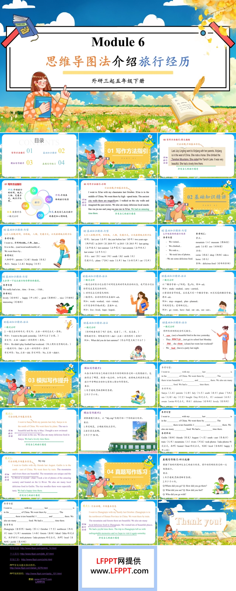 Module6思維導(dǎo)圖法介紹旅行經(jīng)歷外研五年級(jí)英語下冊(cè)PPT課件含教案