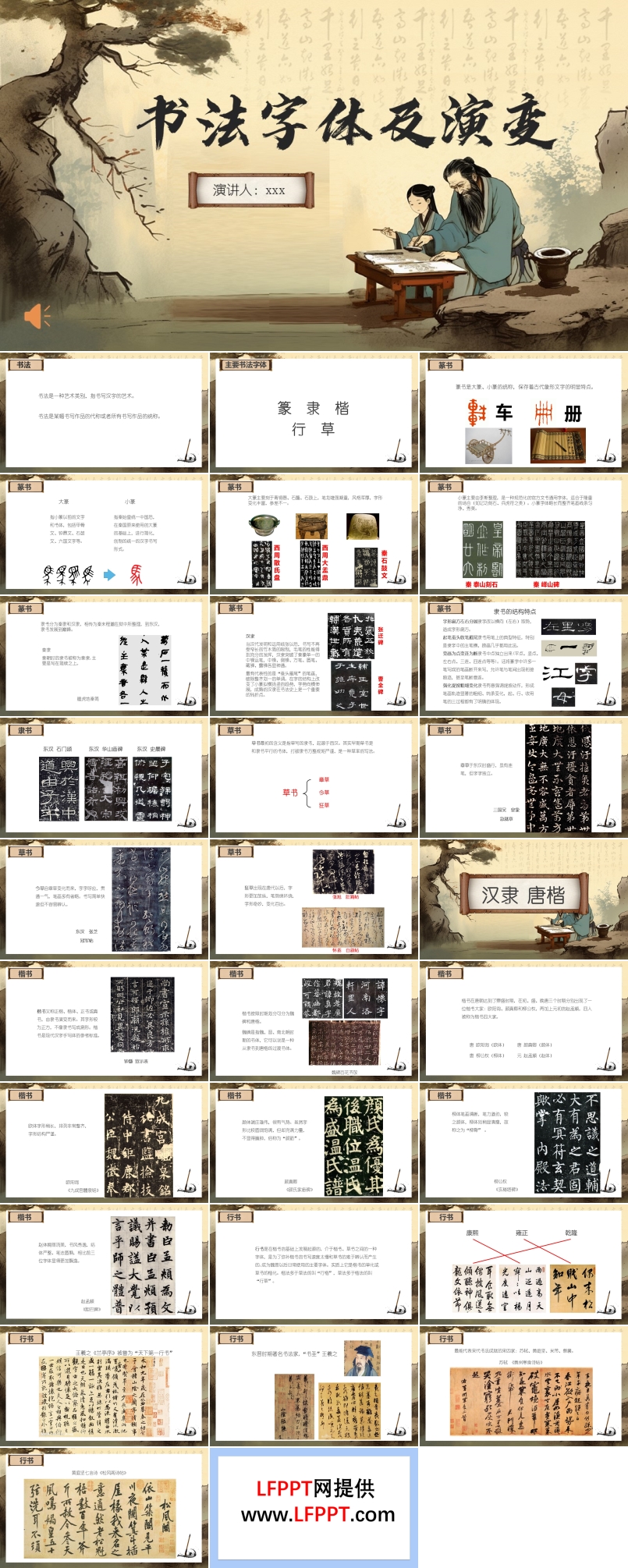 硬笔书法书法字体演变PPT课件含讲稿