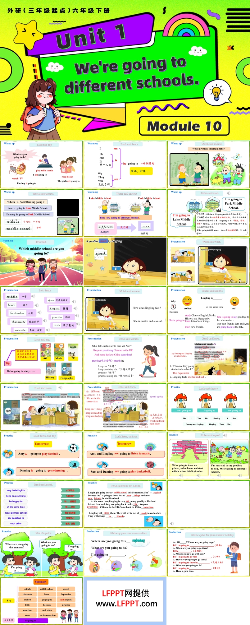 Module10 Unit1 We're going to different schools外研三年級(jí)起點(diǎn)六年級(jí)下冊(cè)PPT課件含教案