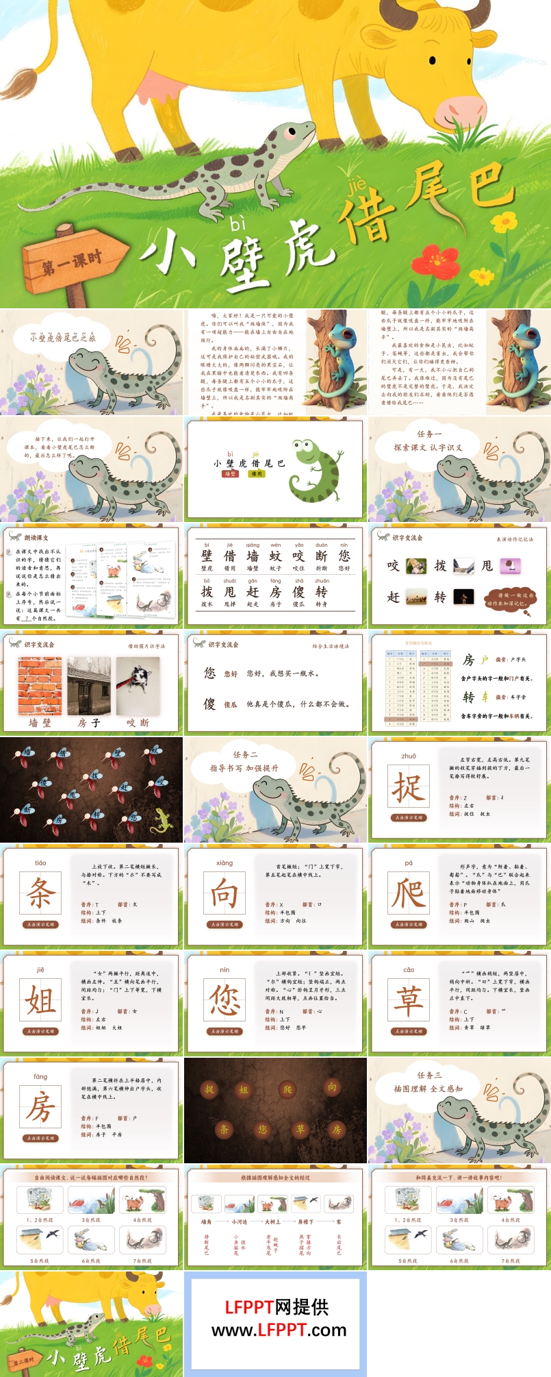 《小壁虎借尾巴》統(tǒng)編小學(xué)語(yǔ)文一年級(jí)下冊(cè)PPT課件含教案
