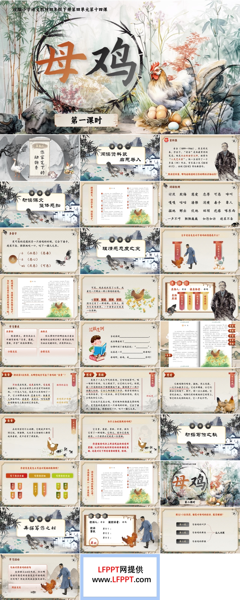 《母雞》部編小學(xué)語文四年級下冊PPT課件含教案