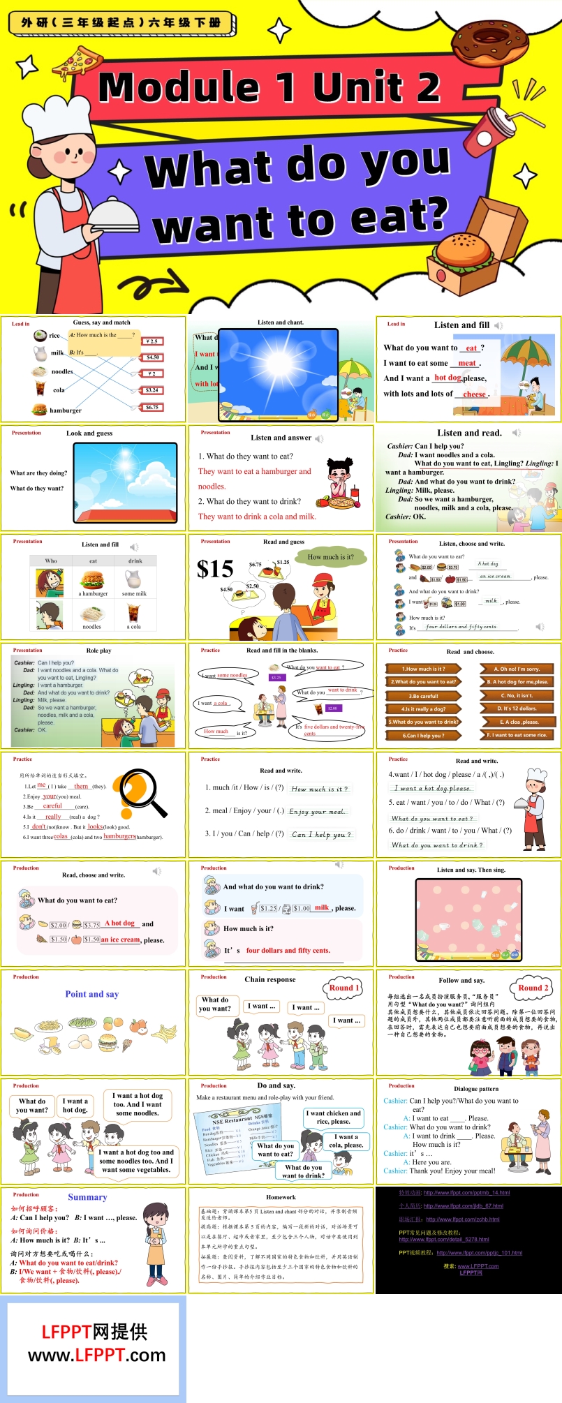Module1 Unit2 What do you want to eat外研三年级起点六年级下册PPT课件含教案