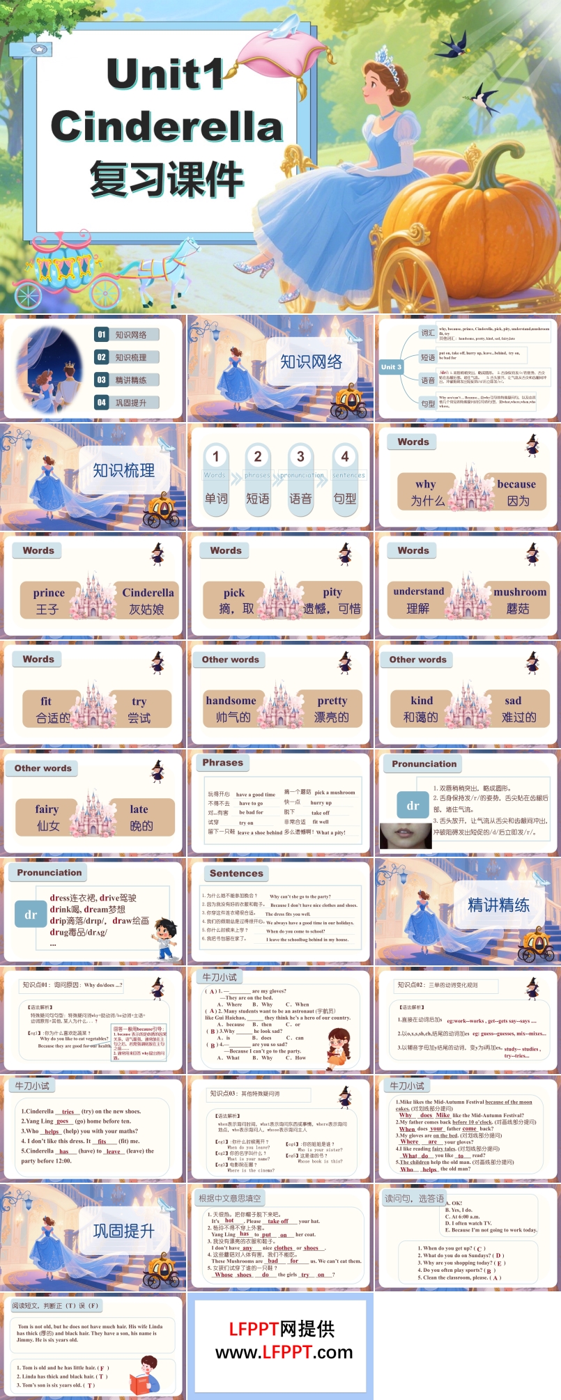 Unit1Cinderella复习课件译林五年级英语下册PPT课件含教案