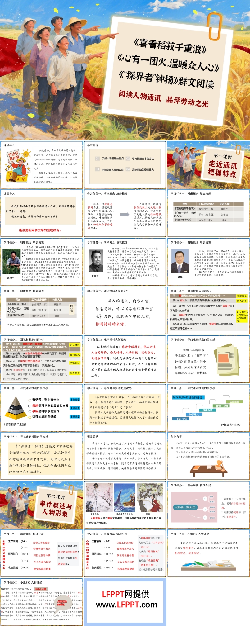 《喜看稻菽千重浪》《心有一团火，温暖众人心》《“探界者”钟扬》高一语文同步统编必修上册PPT课件含教案