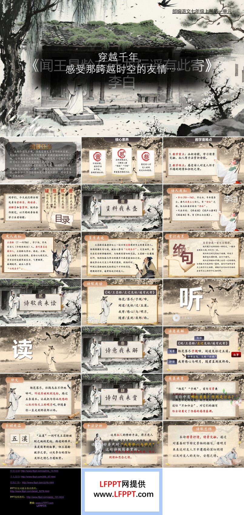 《闻王昌龄左迁龙标有遥有此寄》部编七年级语文上册PPT课件含教案