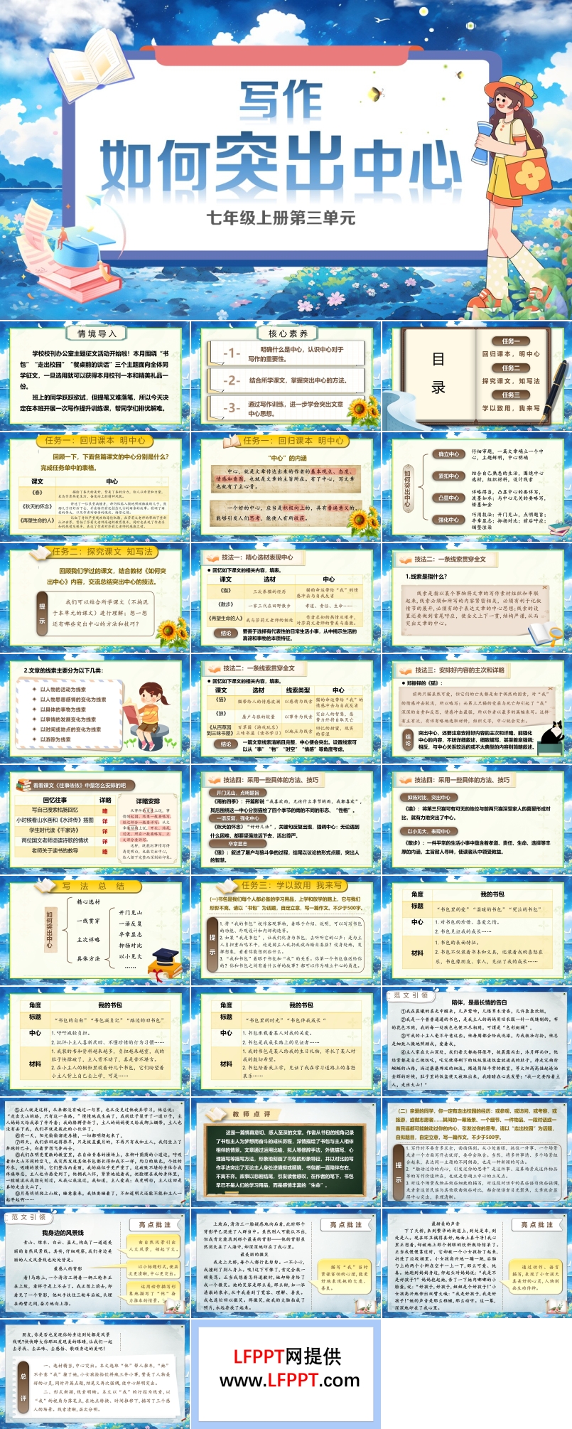 《写作：如何突出中心》部编七年级语文上册PPT课件含教案