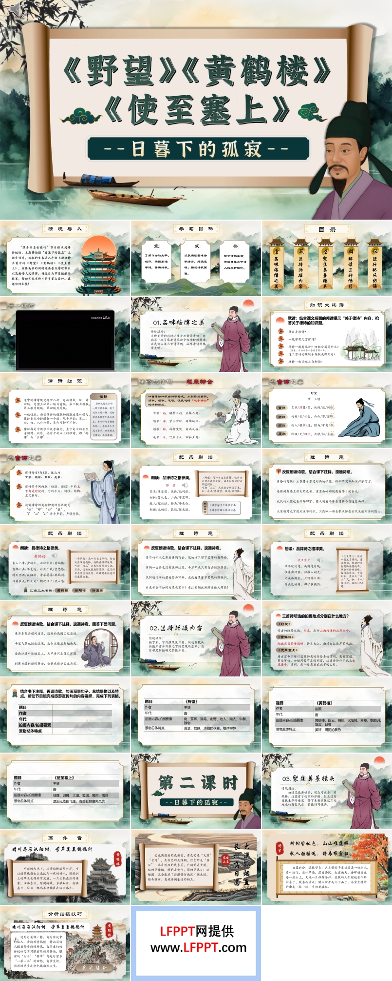 《野望》《黄鹤楼》《使至塞上》群文阅读八年级语文上册PPT课件含教案