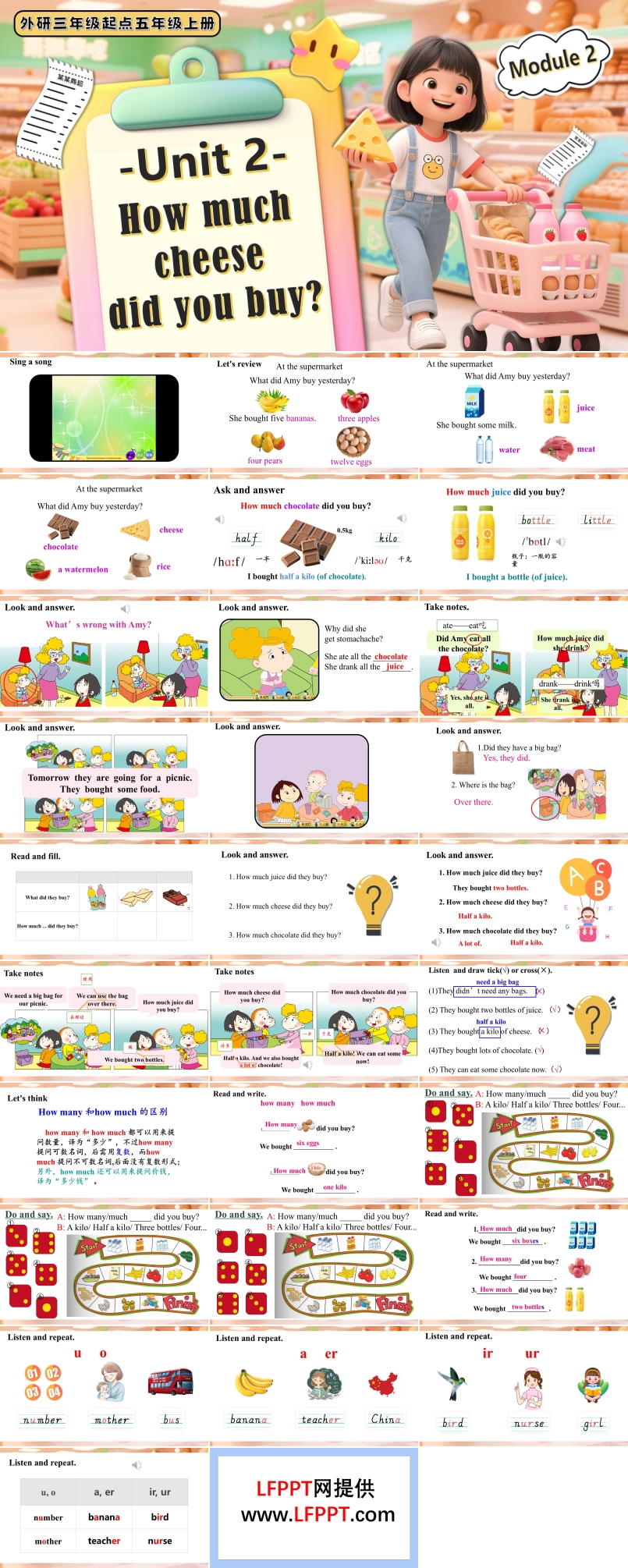 Module 2 Unit 2 How much cheese did you buy外研五年级英语上册PPT课件含教案