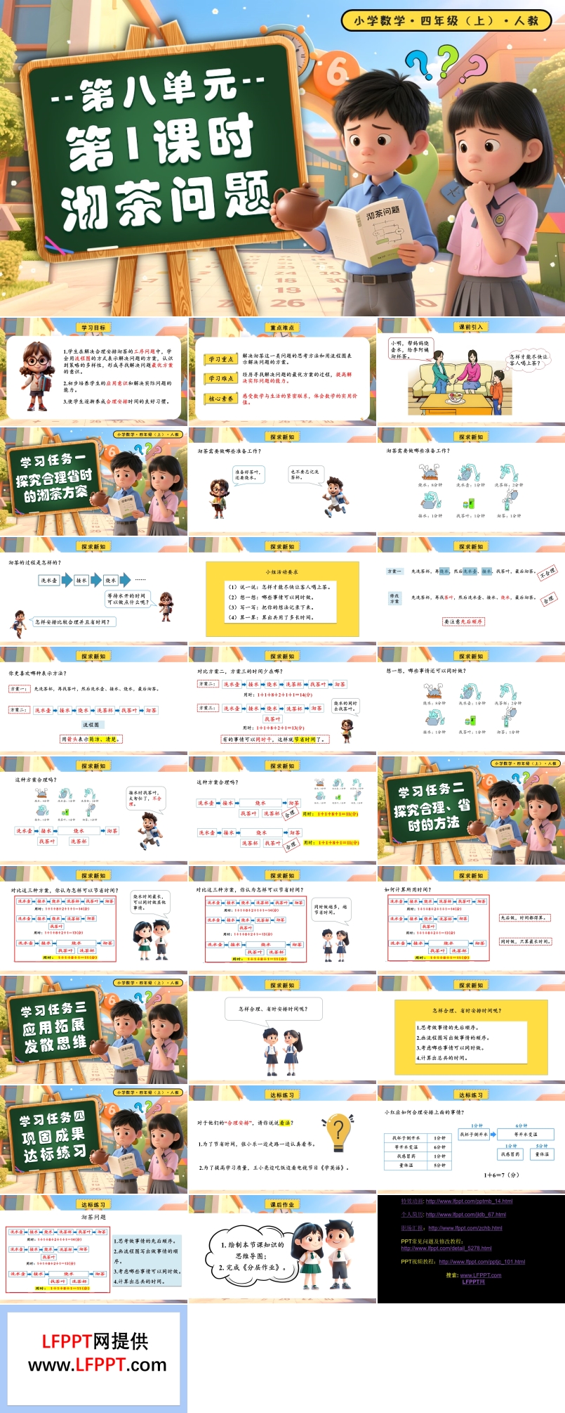 第八单元第01课时数学广角沏茶问题四年级数学上册人教PPT课件含教案