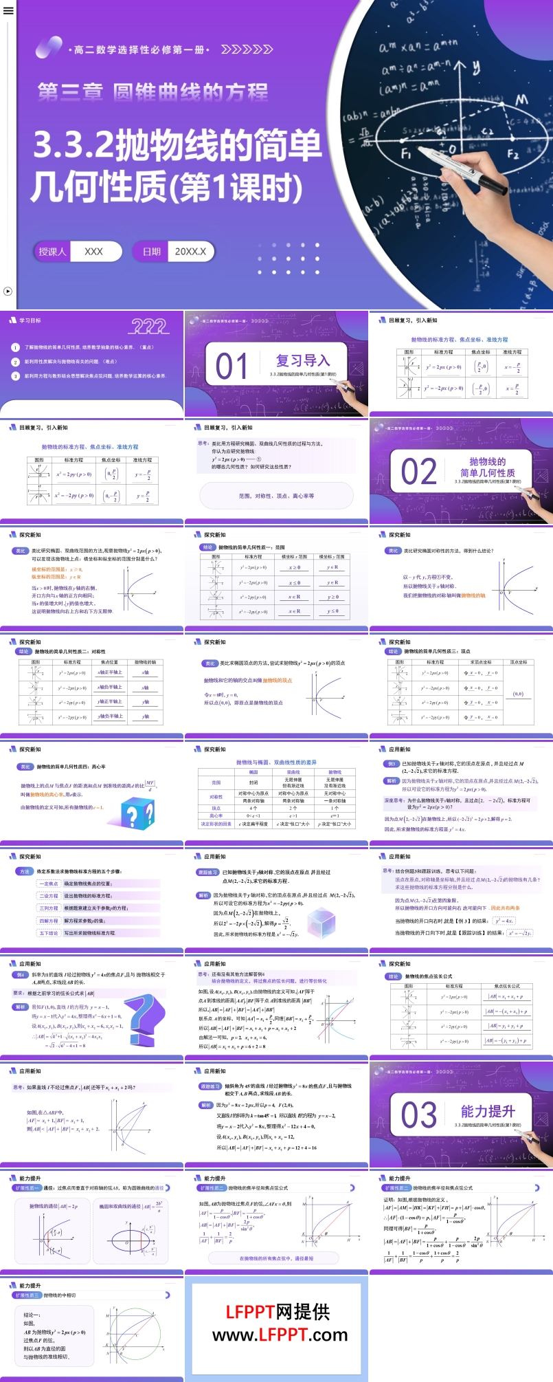 3.3.2 抛物线的简单几何性质（第1课时）高二数学选择性必修第一册PPT课件含教案