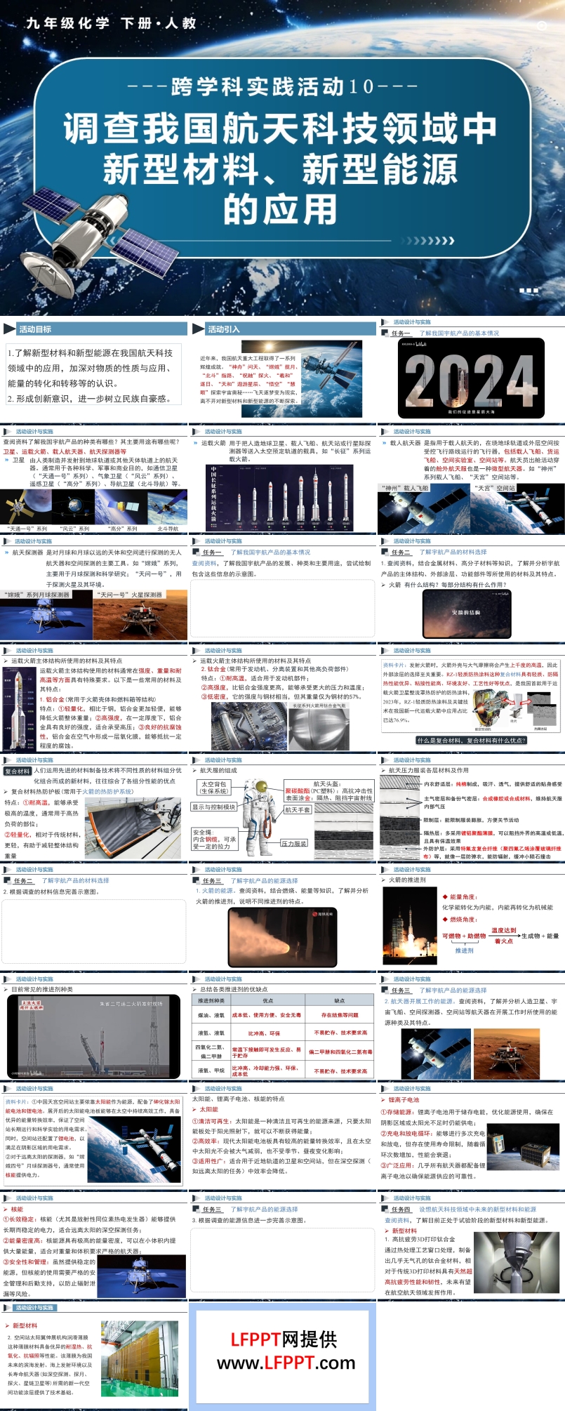 跨学科实践活动10 调查我国航天科技领域中新型材料、新型能源的应用人教九年级化学下册PPT课件含教案