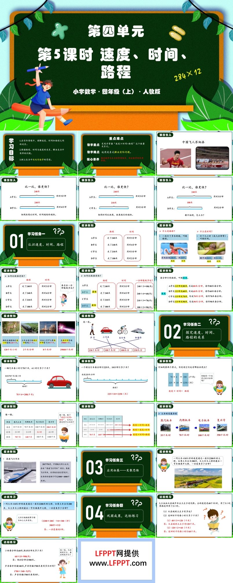 第四单元 第05课时 速度、时间、路程人教版四年级数学上册PPT课件含教案