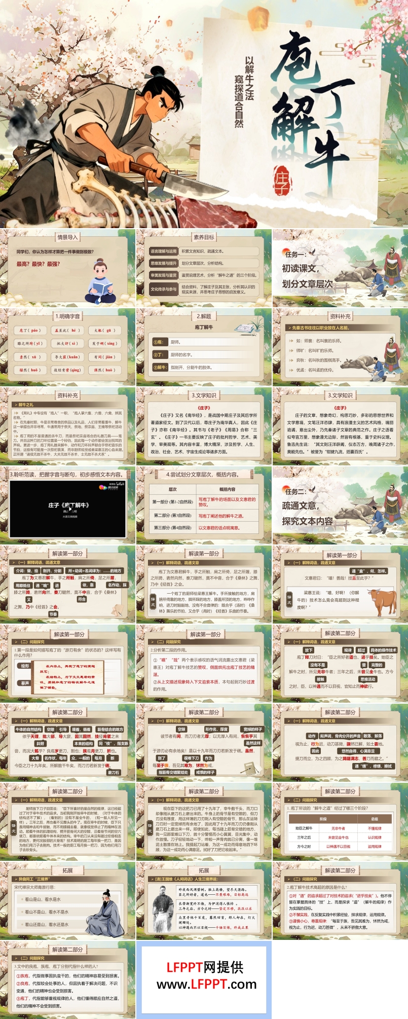 《庖丁解牛》中职语文上册第6单元PPT课件含教案