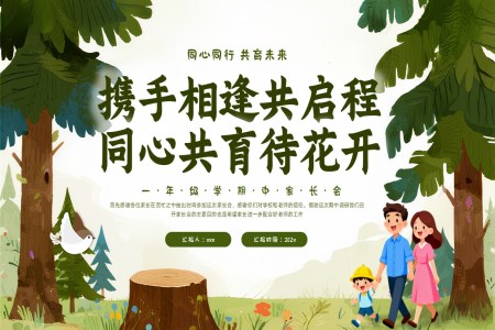 2025年上学期一年级期中家长会PPT同心共育待花开含讲稿