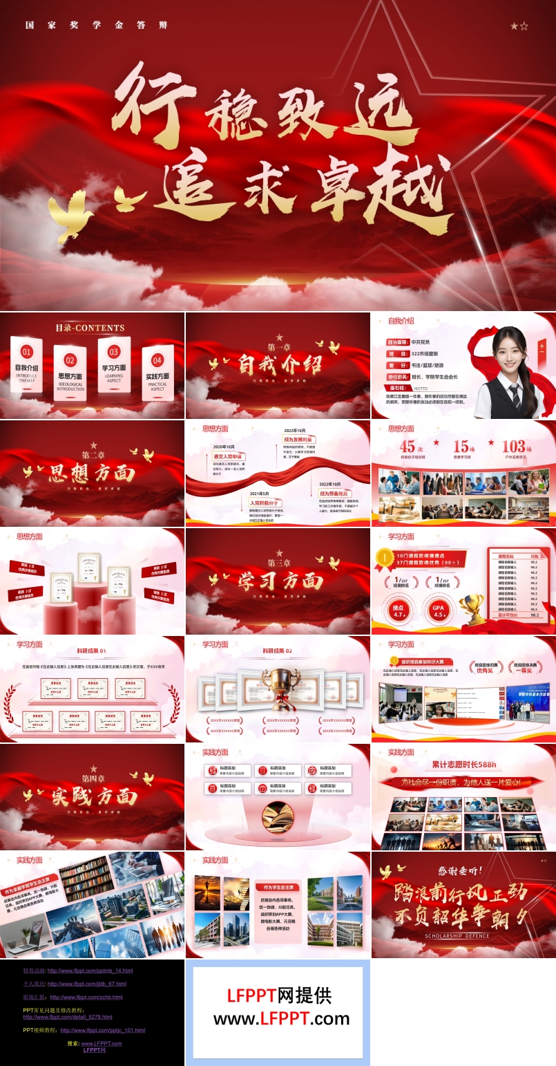 国家奖学金答辩动态PPT（无内容）