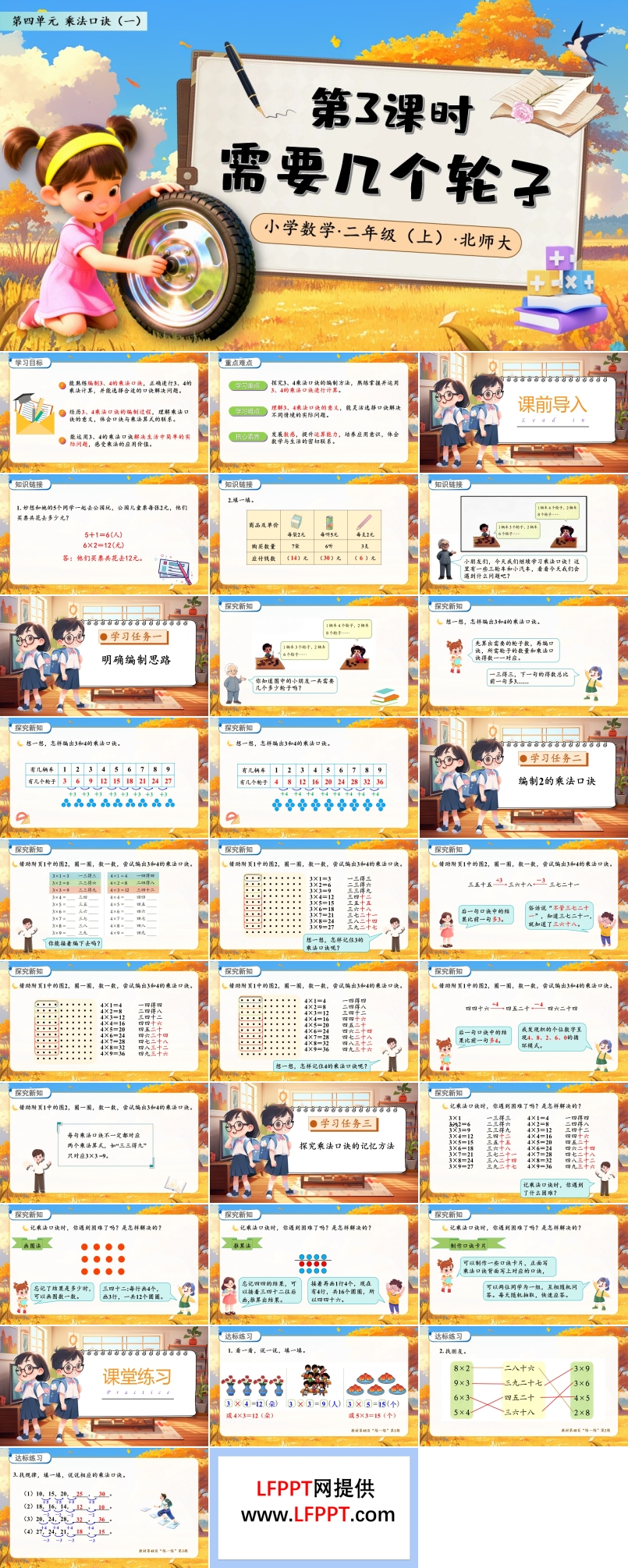 需要几个轮子北师大数学二年级上册第四单元PPT课件含教案