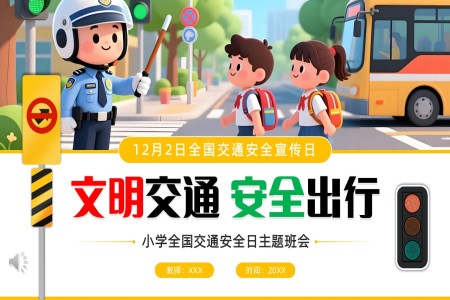 交通安全文明出行小学生交通安全日主题班会教育ppt含讲稿