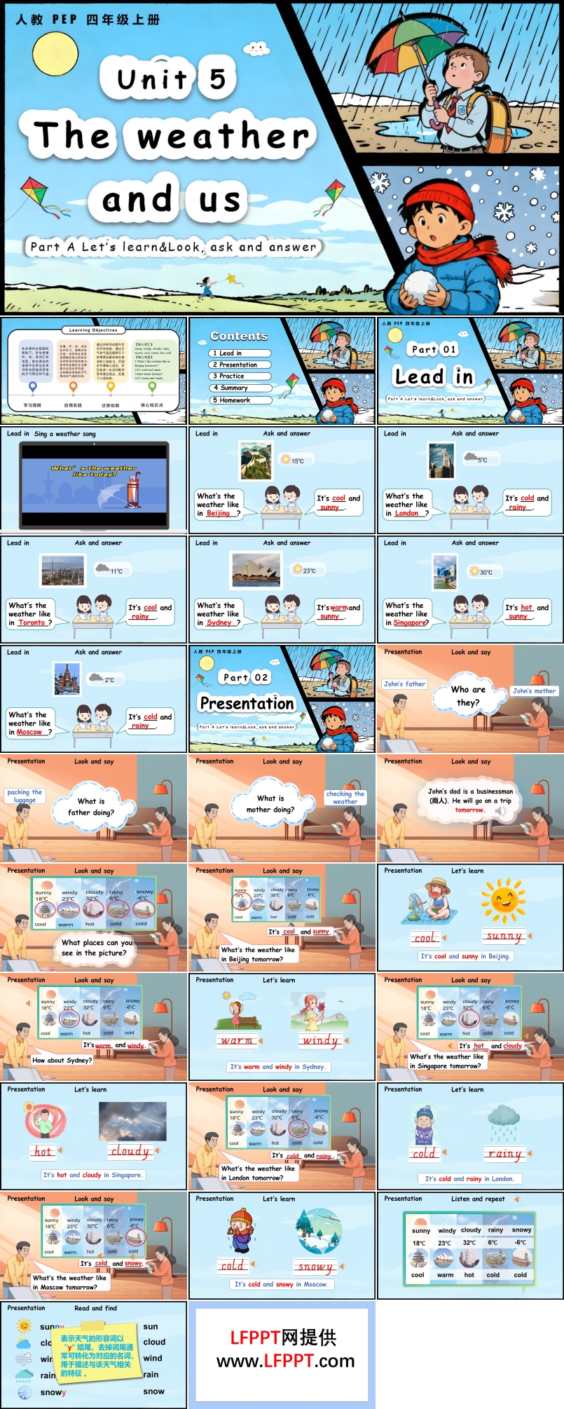 Unit 5 第2课时 Part A Let’s learn Look, ask and answer人教PEP四年级上册PPT课件含教案